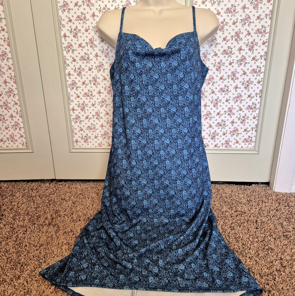 Jonathan Martin Blue Assymetrical Paisley Dress Size Medium